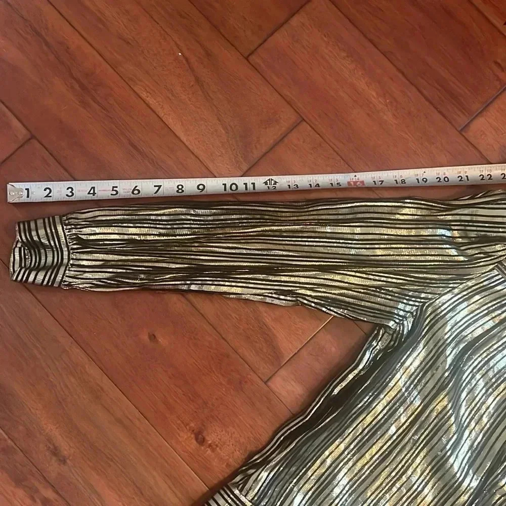 Vintage Lloyd Williams Size 10 Metallic Gold Blouse Long Sleeve Statement Party - Picture 9 of 10